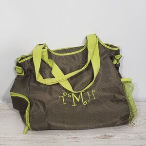 Thirty-One  Green Olive Tote Bag / Gym Bag  16" wide x 15" tall